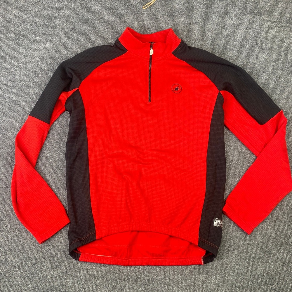Castelli Mens 1/4 Zip Long Sleeve Grid Fleece Cycling Jersey Made in Italy Large
